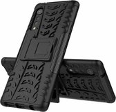 Voor LG Velvet Tyre Texture Shockproof TPU + PC beschermhoes met houder (zwart)