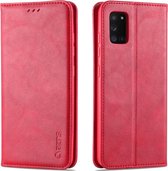 Voor Samsung Galaxy A41 AZNS Retro textuur magnetische horizontale flip PU lederen tas met houder & kaartsleuven en fotolijst (rood)