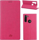 Voor Motorola Moto G8 ViLi DMX-54 Schokbestendig TPU + PU-leer Magnetische aantrekkingskracht Horizontale flip-beschermhoes met kaartsleuven en houder (rose rood)