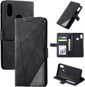 Voor Samsung Galaxy A10s Skin Feel Splicing Horizontale Flip Leather Case met houder & kaartsleuven & portemonnee & fotolijst (zwart)