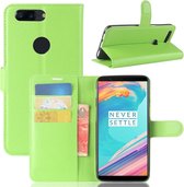 Voor OnePlus 5T Litchi Texture Horizontale Flip PU lederen tas met houder & kaartsleuven & portemonnee (groen)