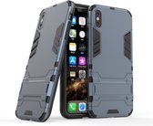 Apple iPhone XS Max Hoesje - Mobigear - Armor Stand Serie - Hard Kunststof Backcover - Donkerblauw - Hoesje Geschikt Voor Apple iPhone XS Max