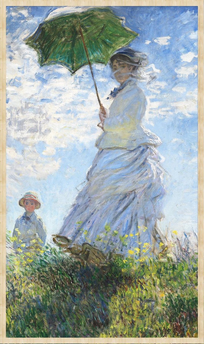 Schilderij - vrouw met parasol - Collectie ART Facsimile - Forex met blanke lijst - 70x118cm