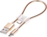 24 cm 2A Micro USB + USB-C / Type-C naar USB Flexibele gegevens oplaadkabel, voor Galaxy, Huawei, Xiaomi, LG, HTC en andere slimme telefoons, oplaadbare apparaten (goud)