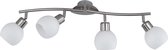 LED Plafondspot - Iona Frudo - 16W - E14 Fitting - Warm Wit 3000K - 4-lichts - Rond - Mat Nikkel - Aluminium