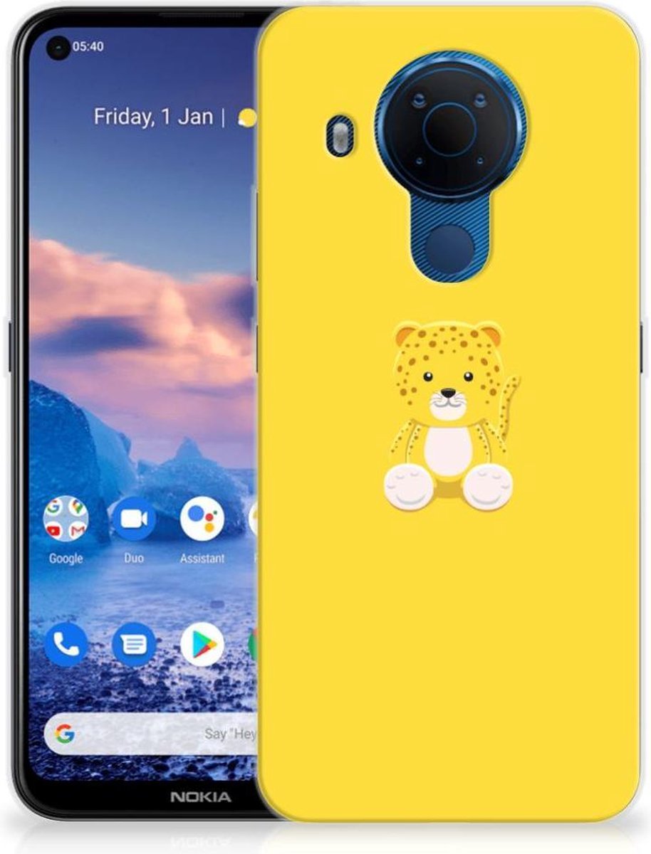 Nokia 5.4 Telefoonhoesje met Naam Baby Leopard