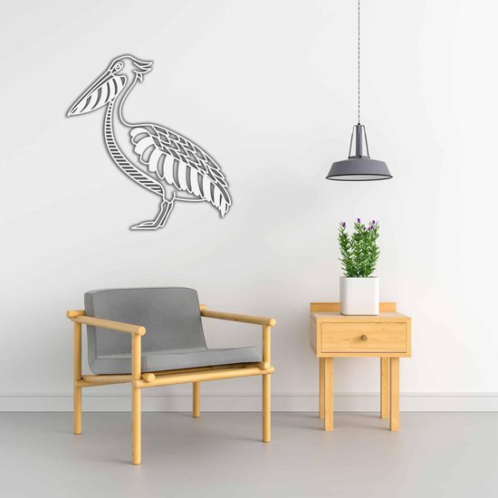 Line Art - Heron - XS - 27x25cm - Wit - décoration murale géométrique