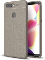 Voor OPPO R11s Plus Litchi Texture Soft TPU Anti-skip beschermhoes achterkant van de behuizing (grijs)