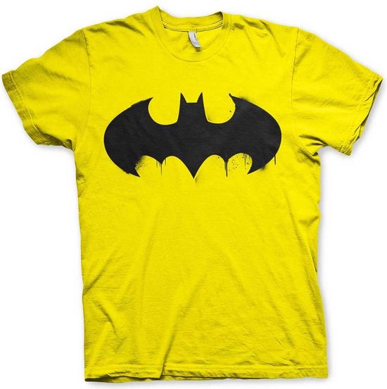 DC Comics Batman Heren Tshirt -2XL- Inked Logo Geel