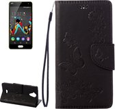 Pressed Flowers Butterfly Pattern Horizontale Flip Leather Case voor Wiko U Feel Lite, met magnetische gesp & houder & kaartsleuven & portemonnee (zwart)