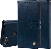 Business Style Oil Wax Texture Horizontal Flip Leather Case voor Huawei P Smart / Enjoy 7S, met houder & kaartsleuven & portemonnee (blauw)
