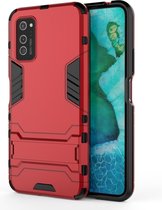 Voor Huawei Honor V30 Pro schokbestendige pc + TPU beschermhoes met onzichtbare houder (rood)