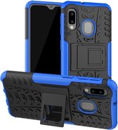 Tyre Texture TPU + PC schokbestendig hoesje voor Galaxy A20e / A10e, met houder (blauw)
