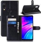 Litchi Texture horizontale flip lederen tas voor Xiaomi Redmi 7, met portemonnee en houder en kaartsleuven (zwart)