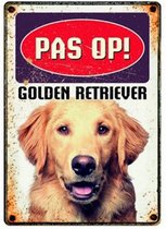 Plenty gifts waakbord blik golden retriever - 15x21 cm - 1 stuks