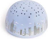 Pellianni: STAR PROJECTOR/ NACHTLAMPJE/MUZIEKDOOS 14x8cm, blauw, verschillende kleuren modi, timer en 5 verschillende melodieën, werkt op 3xAAA batterijen, niet  inbegrepen, 3+