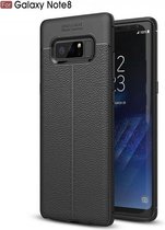 Hoesje voor  Galaxy Note 8, soft case in extra luxe Mat-Zwart TPU leer, backcover