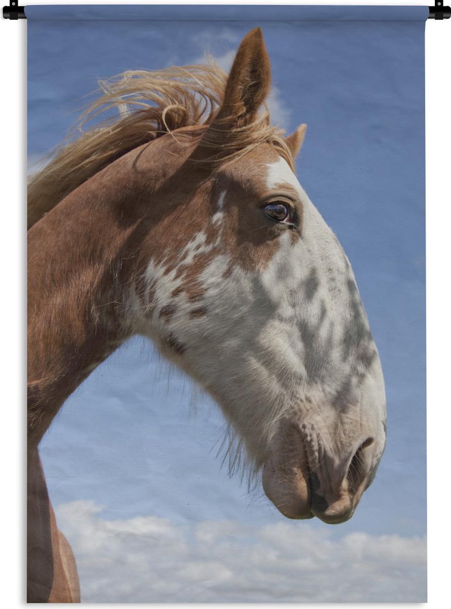 Wandkleed Clydesdale Paard - Portret Clydesdale paard Wandkleed katoen 120x180 cm - Wandtapijt met foto XXL / Groot formaat! - 1001Tapestries
