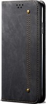 Samsung Galaxy S20 Plus Hoesje - Mobigear - Denim Slim Serie - Kunstlederen Bookcase - Zwart - Hoesje Geschikt Voor Samsung Galaxy S20 Plus