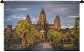 Wandkleed Angkor Wat - Zonsondergang in Angkor Wat Wandkleed katoen 150x100 cm - Wandtapijt met foto