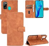 Voor Ulefone Note 9P Effen Kleur Huidgevoel Magnetische Gesp Horizontale Flip Kalf Textuur PU Lederen Case met Houder & Kaartsleuven & Portemonnee (Bruin)