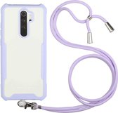 Voor OPPO A9 2020 / A5 2020 / A11x / A11 2019 acryl + kleur TPU schokbestendig hoesje met nekkoord (paars)