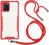 Voor OPPO F17 / A73 4G acryl + kleur TPU schokbestendig hoesje met nekkoord (rood)