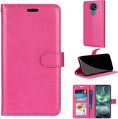 Voor Nokia 7.2 Pure Color Horizontale Flip PU lederen tas met houder & kaartsleuven & portemonnee & fotolijst (Rose Red)