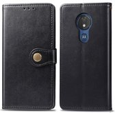 Retro effen kleur lederen gesp mobiele telefoon bescherming lederen tas met lanyard & fotolijst & kaartsleuf & portemonnee & beugel functie voor Motorola Moto G7 Play (zwart)