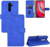 Voor Xiaomi Redmi Note 8 Pro Effen Kleur Huidgevoel Magnetische Gesp Horizontale Flip Kalftextuur PU Lederen Case met Houder & Kaartsleuven & Portemonnee (Blauw)