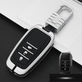 Auto Lichtgevende All-inclusive Zinklegering Sleutel Beschermhoes Sleutel Shell voor Toyota A Stijl Smart 3-knop (Zilver)