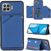 Voor OPPO F17 Pro & A93 Skin Feel PU + TPU + PC Achterkant Schokbestendig hoesje met kaartsleuven & houder & fotolijst (koningsblauw)