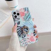 Voor iPhone 11 Pro Max Laser Flowers Pattern TPU beschermhoes met ringhouder (verse rode bloem)