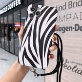 Animal Texture IMD schokbestendig TPU beschermhoes met lanyard voor iPhone 11 Pro (zebrapatroon)