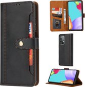 Voor Samsung Galaxy A72 5G Kalf Textuur Dubbele Vouwsluiting Horizontale Flip Leren Case met Fotolijst & Houder & Kaartsleuven & Portemonnee (Zwart)