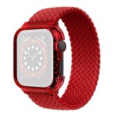 Geweven vervangende polsband horlogebanden met frame voor Apple Watch Series 6 & SE & 5 & 4 40 mm / 3 & 2 & 1 38 mm, lengte: 128 mm (rood)