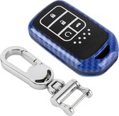 Koolstofvezel textuur autosleutel beschermhoes voor Honda Smart 4-knops Engelse achterklep (blauw)