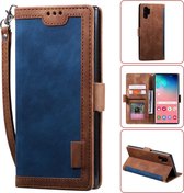 Voor Galaxy Note 10 Pro Retro Splicing Horizontale Flip lederen tas met kaartsleuven & houder & portemonnee (blauw)