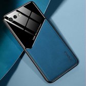 Voor Huawei Honor 10 All-inclusive lederen + organische glazen beschermhoes met metalen ijzeren plaat (koningsblauw)