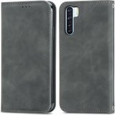 Retro Skin Feel Business Magnetische Horizontale Flip Leren Case Met Houder & Kaartsleuven & Portemonnee & Fotolijst Voor OPPO F15 (Grijs)
