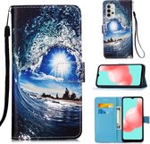 Voor Samsung Galaxy A32 5G 3D Schilderen Horizontale Flip Leren Case met Houder & Kaartsleuf & Lanyard (Golven)