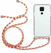 Voor Huawei Mate 30 Lite Four-Corner Anti-Fall transparante TPU beschermhoes met lanyard (oranjegeel)