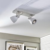 Lindby - LED plafondlamp - 2 lichts - beton, metaal - H: 14 cm - GU10 - betongrijs - A+ - Inclusief lichtbronnen