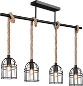 LED Plafondlamp - Plafondverlichting - Torna Widon - E14 Fitting - 4-lichts - Rechthoek - Mat Zwart - Aluminium