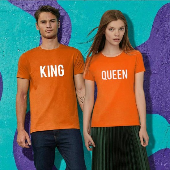 Oranje Koningsdag T-Shirt King Queen (DAMES - MAAT M) | Oranje Kleding |  Feestkleding | bol.com