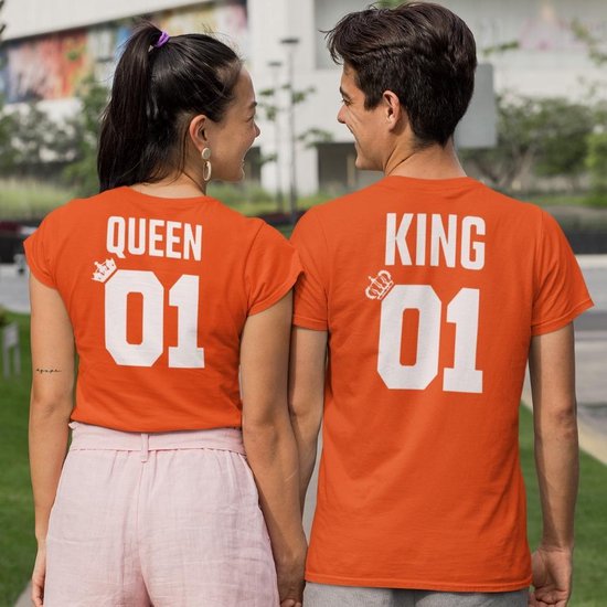 Oranje EK WK & Koningsdag T-Shirt King Queen 01 (DAMES - MAAT S) | Oranje  Kleding | WK... | bol