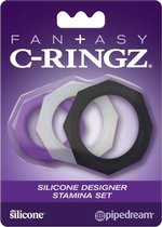 Silicone Designer Stamina Set - Purple - Cock Rings
