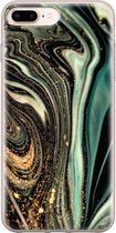 iPhone 8 Plus/7 Plus hoesje - Marble khaki - Soft Case Telefoonhoesje - Marmer - Groen