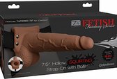 Fetish Fantasy 7.5" Hollow Squirting Strap-On with Balls, Tan - Realistic Dildos - Strap On Dildos