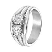 Stalen ring met zirkonia stenen